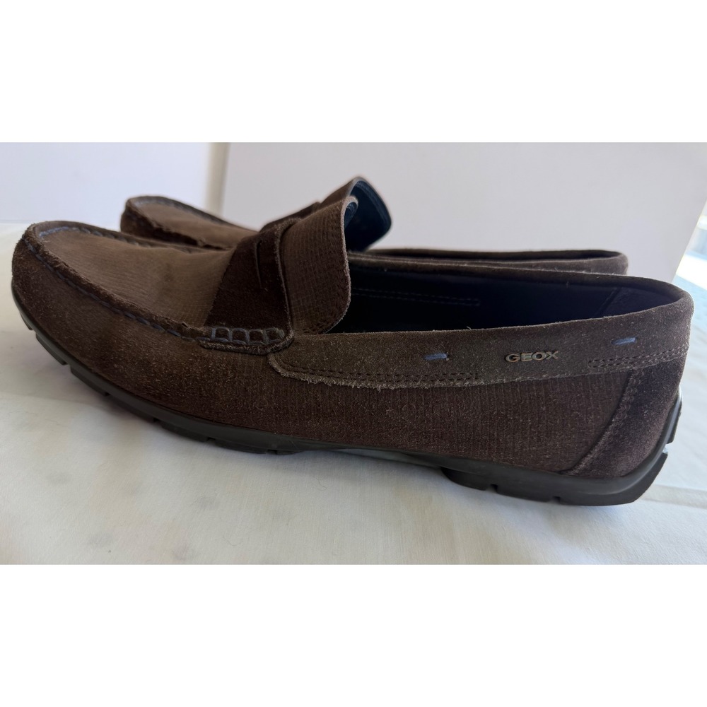 Geox Mens Brown Suede Slip On Loafer Shoes Italian Patent 42